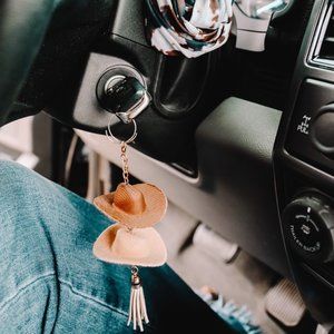 Stone and Brown Cowboy Hat Keychain